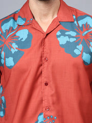 CUBAN COLLAR FLORAL PRINT SHIRT