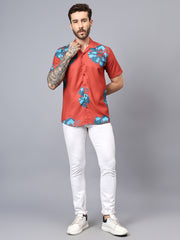 CUBAN COLLAR FLORAL PRINT SHIRT