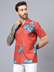 CUBAN COLLAR FLORAL PRINT SHIRT